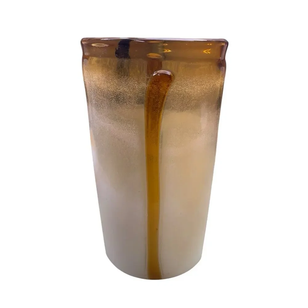 Fenton International 14in Amber Gold Vertical Textured Trail Frosted Sand Vase